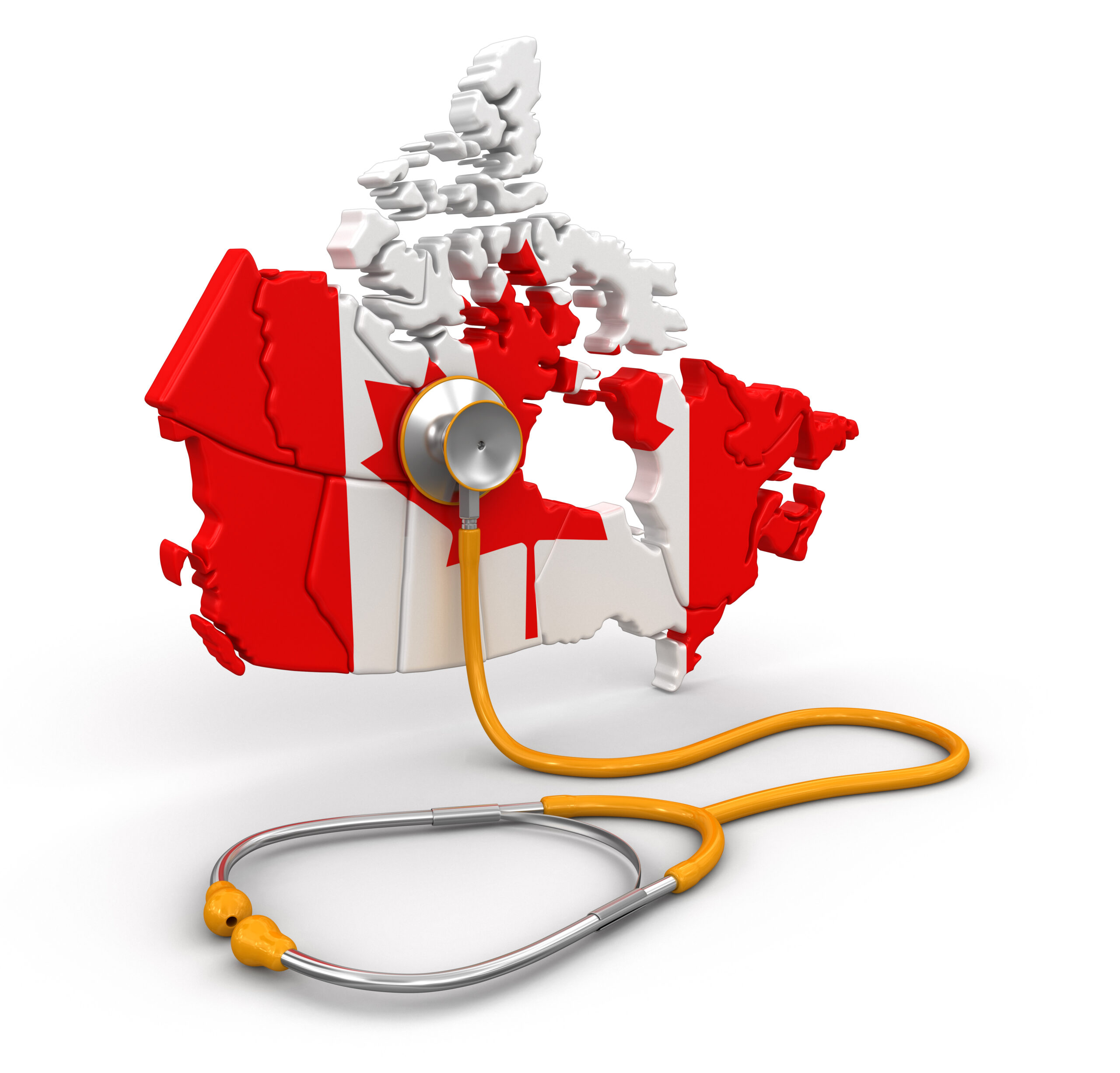 Map,Of,Canada,With,Stethoscope,(clipping,Path,Included)